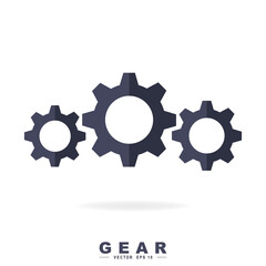 Gear symbol. Vector illustration isolated on white background.