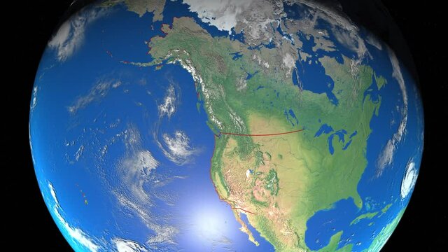 Seamless Looping 3d animated earth showing the boarders of the USA and the state Maryland in 4K resolution