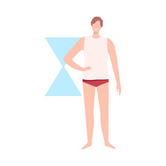 Faceless Man in Underwear, Male Body Hourglass Shape Flat Style Vector Illustration