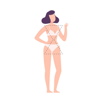 Beautiful Woman in Underwear, Faceless Female Hourglass Body Shape Flat Style Vector Illustration