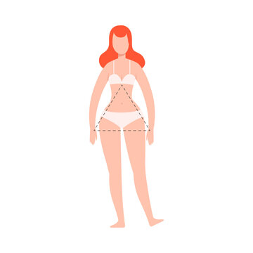 Beautiful Woman in Underwear, Faceless Female Triangle Body Shape Flat Style Vector Illustration