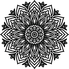 Circular pattern mandala art decoration elements for meditation poster, adult coloring book page, tattoo, henna, mehndi
