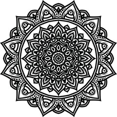 Circular pattern mandala art decoration elements for meditation poster, adult coloring book page, tattoo, henna, mehndi
