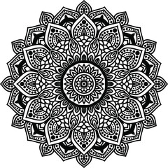 Circular pattern mandala art decoration elements for meditation poster, adult coloring book page, tattoo, henna, mehndi
