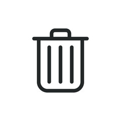 Trashcan icon. Carbage can symbol. Flat shape delete sign. Trash container and recycling bin logo. Vector illustration image. Isolated on white background.