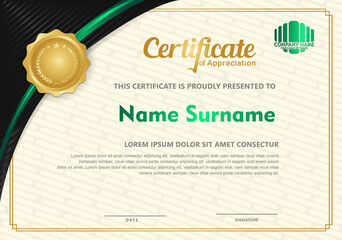 certificate template with circular angel and line ornament modern pattern,diploma, size a4  Vector illustration