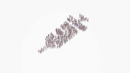 3d rendering of crowd of people in shape of symbol of syringe on white background isolated