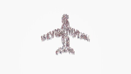 Obraz premium 3d rendering of crowd of people in shape of symbol of technology on white background isolated