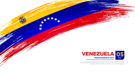 Flag of Venezuela country. Happy Independence day of Venezuela background with grunge brush flag illustration