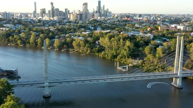 Aerial view of the Eleanor Schonell Bridge, Brisbane, Queensland, Australia