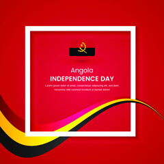 Stylish Angola country independence day concept illustration with tricolors wave on classic greeting background