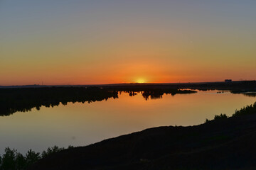 sunset over the river