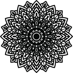 Vector mandala art or circular pattern for decoration elements, meditation poster, stress relief, henna, adult coloring book page, decoration card.
