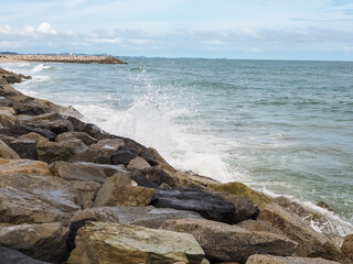 sea sand sky and summer day tropical paradise beach with white sand and coco palms travel tourism wide panorama background concept