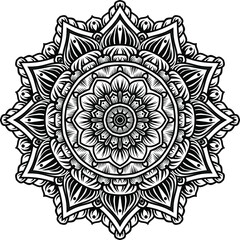 Vector mandala art or circular pattern for decoration elements, meditation poster, stress relief, henna, adult coloring book page, decoration card.
