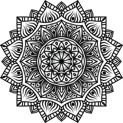 Vector mandala art or circular pattern for decoration elements, meditation poster, stress relief, henna, adult coloring book page, decoration card.
