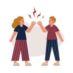 Conflict couple. Fighting people. Vector illustration.