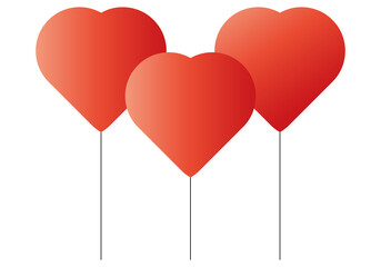 Obraz na płótnie Canvas Globos rojos en forma de corazón en fondo blanco.