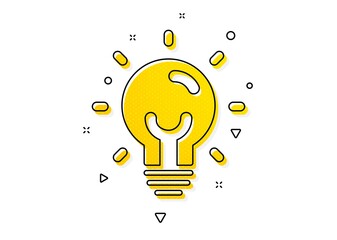 Lightbulb sign. Energy icon. Electric power symbol. Yellow circles pattern. Classic energy icon. Geometric elements. Vector