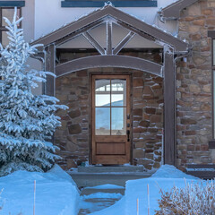 Square Facade of a home nestled at the residential community of Wasatch Mountains
