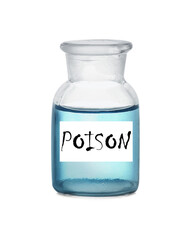 Apothecary bottle with poison on white background