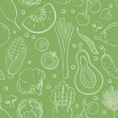 Seamless pattern with vegetables. - 357862539