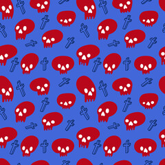 
Halloween spooky skull seamless pattern. Ideal for background, wallpaper, textile, backdrop, wrapping paper. Pattern design.