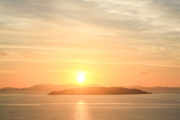 Sunset in mountains at phuket view point