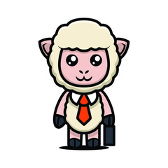 Sheep goat cute mascot design illustration vector template