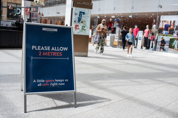 Oxford, Oxfordshire, United Kingdom,15 June 2020: Shops and stores are back open re-open in the UK as coronavirus covid restrictions are lifted 2m social distance