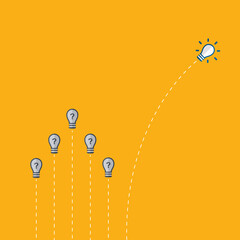 Fototapeta premium Think differently - Being different, taking risky, move for success in life -The graphic of light bulb also represents the concept of courage, enterprise, confidence, belief, fearless, daring. 
