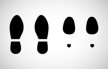 Man and Woman footprints shoes icon isolated on white background.