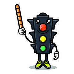 Traffic light cute mascot design illustration vector template
