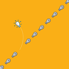 Fototapeta premium Think differently - Being different, taking risky, move for success in life -The graphic of light bulb also represents the concept of courage, enterprise, confidence, belief, fearless, daring. 