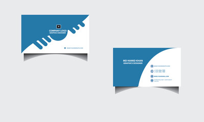 blue and white corporate business card design template.