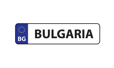 Bulgaria license plate vehicle car motor  vector illustration 