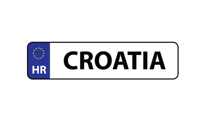 Croatia license plate vehicle car motor vector illustration 