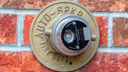 Panorama Automatic Fire Sprinkler on a brick wall