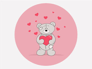 Obraz na płótnie Canvas Teddy bear with a pink heart 