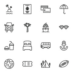 Travel, tourism, journey, trip, holiday outline icon set. Simple lined travel sign concept. 