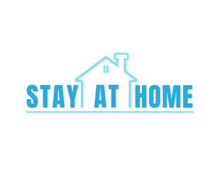 Fototapeta premium Stay at home text With a small house in the middle, COVID 19 or coronavirus protection campaign.
