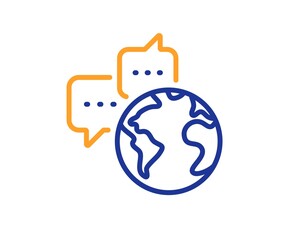 Global business line icon. World communication sign. Internet marketing symbol. Colorful thin line outline concept. Linear style world communication icon. Editable stroke. Vector