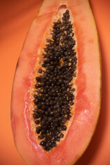 Detail of the seeds of a papaya