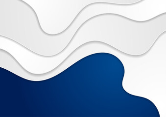 White paper waves on dark blue background corporate vector design
