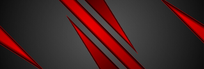 Red and black abstract tech concept banner design. Vector background