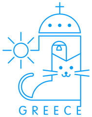 Minimal linear Greece landmarks vector illustration and typography design 