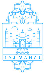 Agra, Taj Mahal vector illustration and typography design, India