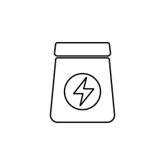 Sport nutrition icon. Energy powder, protein container symbol. Supplement nutrition sign.