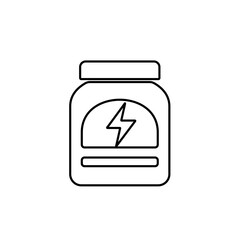 Sport nutrition icon. Energy powder, protein container symbol. Supplement nutrition sign.