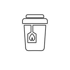 Instant tea icon in line design style. Takeaway tea cups symbol.